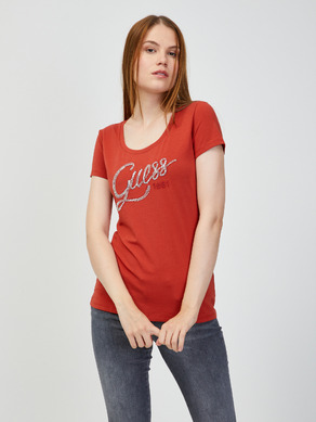 Guess red t shirt women's best sale