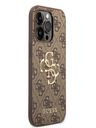 Guess PU 4G Metal Logo Zadní Kryt pro iPhone 15 Pro Brown Phone case