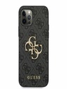 Guess PU 4G Metal Logo Zadní Kryt pro iPhone 12 Pro Max Grey Phone case