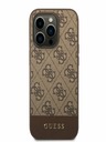 Guess PU 4G Stripe Zadní Kryt pro iPhone 14 Pro Brown Phone case