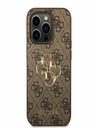 Guess PU 4G Metal Logo Zadní Kryt pro iPhone 15 Pro Max Brown Phone case