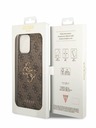 Guess PU 4G Metal Logo Zadní Kryt pro iPhone 15 Pro Max Brown Phone case