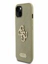 Guess PU Perforated 4G Glitter Metal Logo Zadní Kryt pro iPhone 15 Gold Phone case