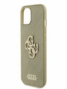 Guess PU Perforated 4G Glitter Metal Logo Zadní Kryt pro iPhone 15 Gold Phone case