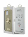 Guess PU Perforated 4G Glitter Metal Logo Zadní Kryt pro iPhone 15 Gold Phone case