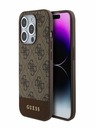 Guess PU 4G Stripe MagSafe Zadní Kryt pro iPhone 15 Pro Brown Phone case