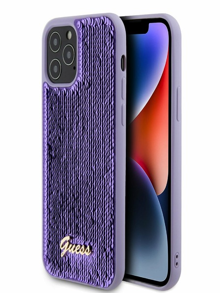 Guess Sequin Script Logo Zadní Kryt pro iPhone 12/12 Pro Purple Phone case