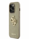 Guess PU Perforated 4G Glitter Metal Logo Zadní Kryt pro iPhone 15 Pro Gold Phone case