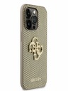 Guess PU Perforated 4G Glitter Metal Logo Zadní Kryt pro iPhone 15 Pro Gold Phone case