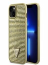 Guess Rhinestones Triangle Metal Logo Kryt pro iPhone 15 Gold Phone case