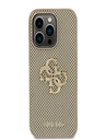 Guess PU Perforated 4G Glitter Metal Logo Zadní Kryt pro iPhone 15 Pro Max Gold Phone case