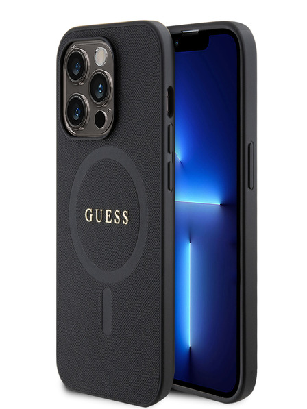 Guess PU Saffiano MagSafe Zadní Kryt pro iPhone 15 Pro Max Black Phone case