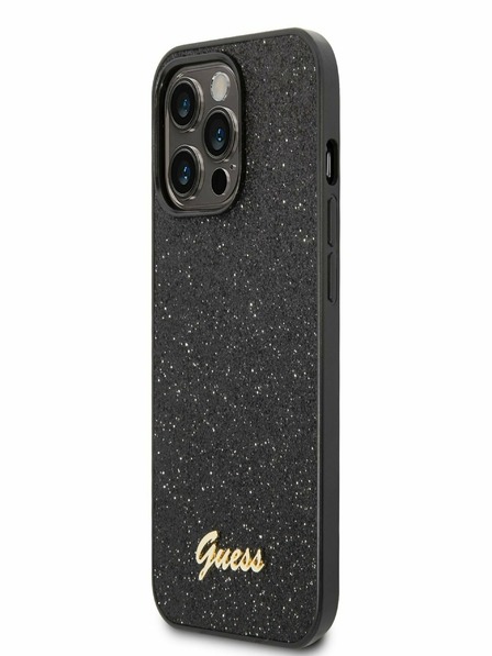 Guess PC/TPU Glitter Flakes Metal Logo Zadní Kryt pro iPhone 14 Pro Black Phone case