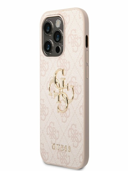 Guess PU 4G Metal Logo Zadní Kryt pro iPhone 14 Pro Pink Phone case