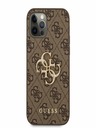 Guess PU 4G Metal Logo Zadní Kryt pro iPhone 12/12 Pro Brown Phone case