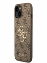 Guess PU 4G Metal Logo Zadní Kryt pro iPhone 14 Brown Phone case