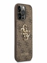 Guess PU 4G Metal Logo Zadní Kryt pro iPhone 14 Pro Brown Phone case