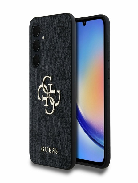 Guess PU 4G Metal Logo Zadní Kryt pro Samsung Galaxy A35 5G Grey Phone case