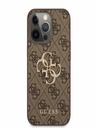 Guess PU 4G Metal Logo Zadní Kryt pro iPhone 13 Pro Max Brown Phone case