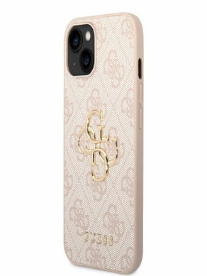 Guess PU 4G Metal Logo Zadní Kryt pro iPhone 14 Pink Phone case