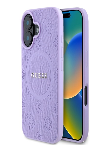 Guess Saffiano Peony Stamp MagSafe Phone 16 Purple Phone case