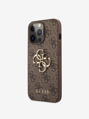 Guess PU 4G Metal Logo Zadní Kryt pro iPhone 13 Pro Brown Phone case