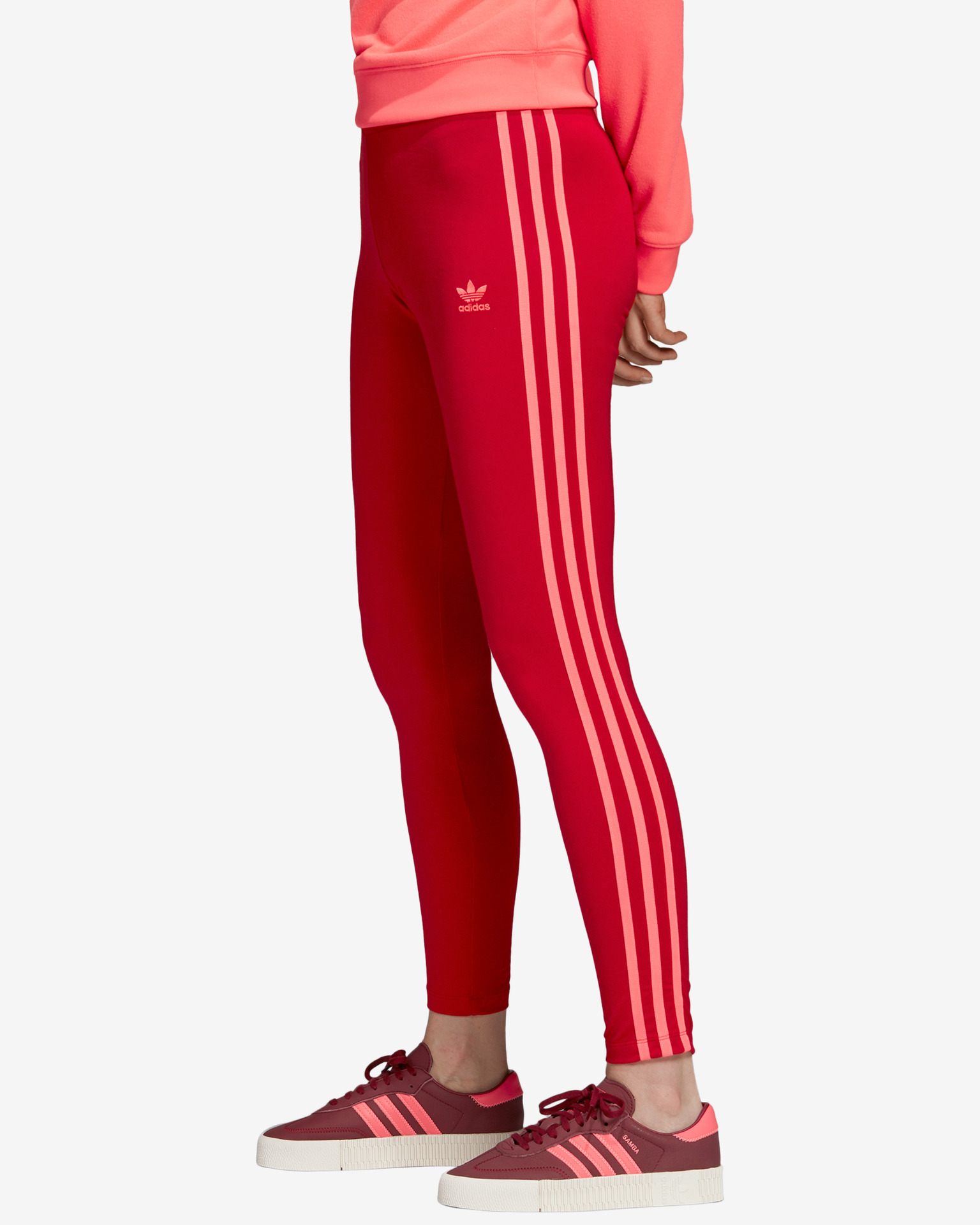 LAST ONE adidas originals red 3 stripe leggings XL